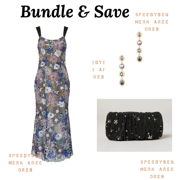 ELLIATT Floral Iridescent Sequin Mesh Midi Dress Medium - Picture 15 of 16